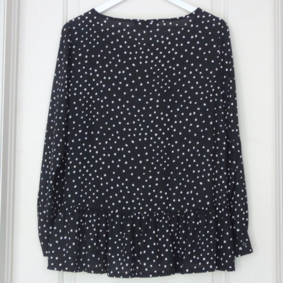 LOFT Black Top or Mini Dress with White Dots US Size Small - Picture 8 of 9